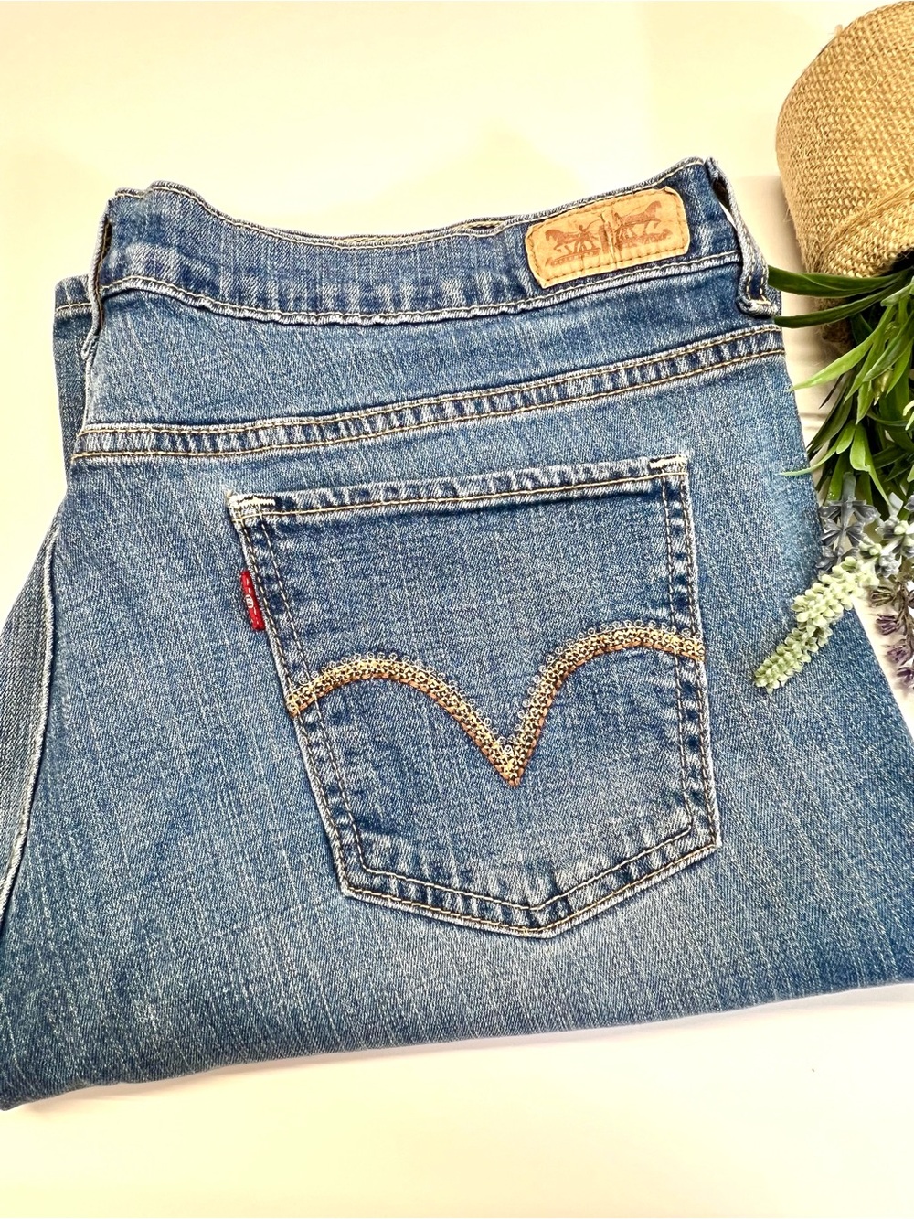 Levi's Women's Blue Bootcut Jeans with Embroidered Back Pocket